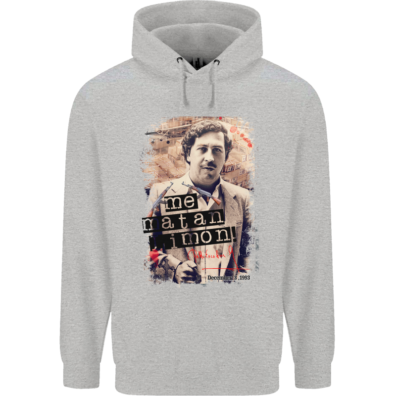 Pablo Escobar Me Matan Limon Mens 80% Cotton Hoodie Sports Grey