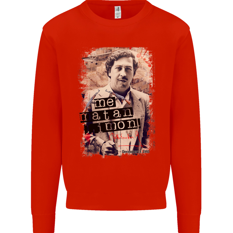 Pablo Escobar Me Matan Limon Mens Sweatshirt Jumper Bright Red
