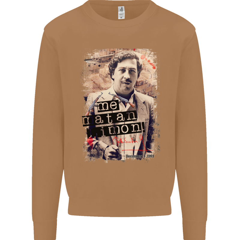 Pablo Escobar Me Matan Limon Mens Sweatshirt Jumper Caramel Latte