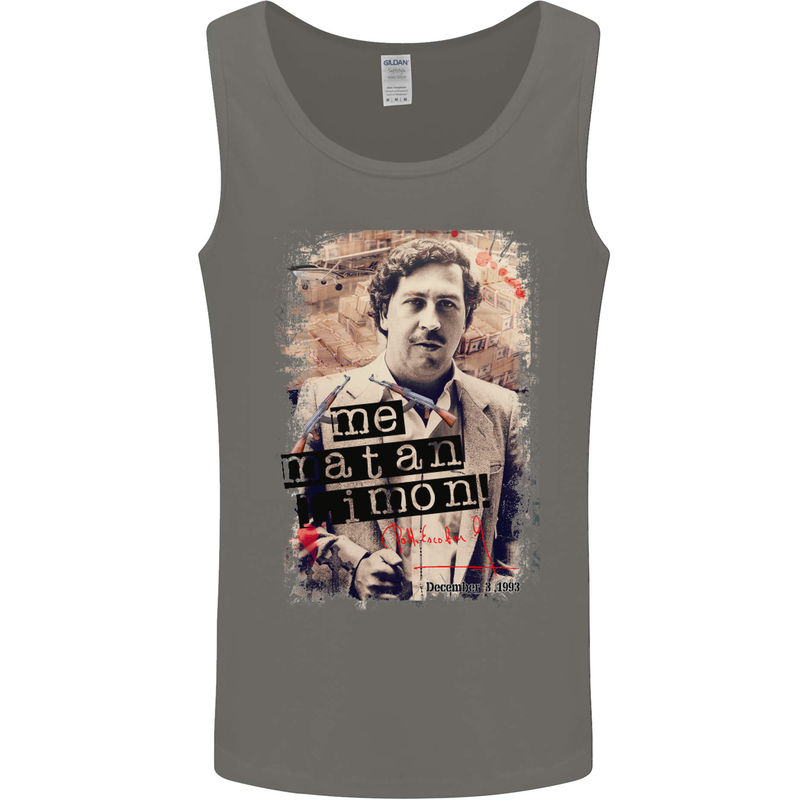 Pablo Escobar Me Matan Limon Mens Vest Tank Top Charcoal