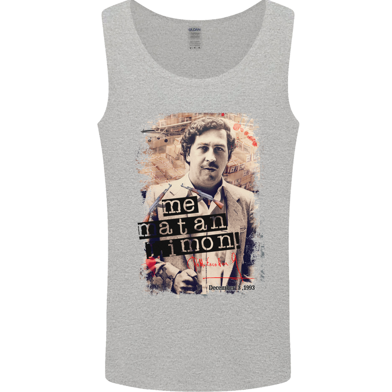 Pablo Escobar Me Matan Limon Mens Vest Tank Top Sports Grey