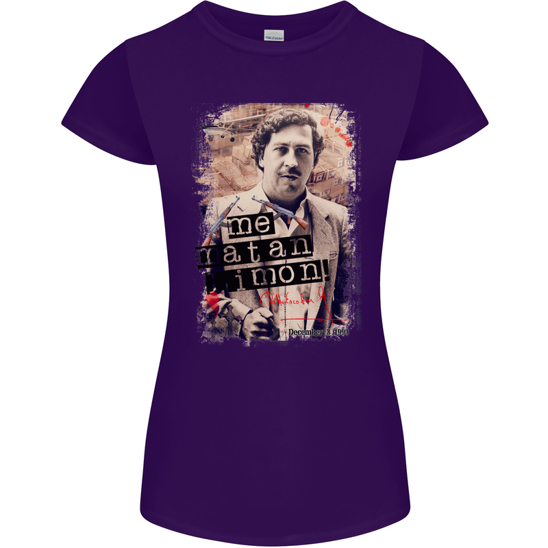 Pablo Escobar Me Matan Limon Womens Petite Cut T-Shirt Purple