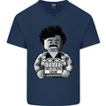 Pablo Escobar Mens V-Neck Cotton T-Shirt Navy Blue