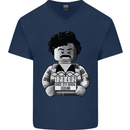 Pablo Escobar Mens V-Neck Cotton T-Shirt Navy Blue