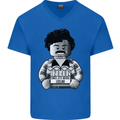 Pablo Escobar Mens V-Neck Cotton T-Shirt Royal Blue