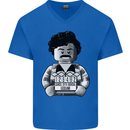 Pablo Escobar Mens V-Neck Cotton T-Shirt Royal Blue