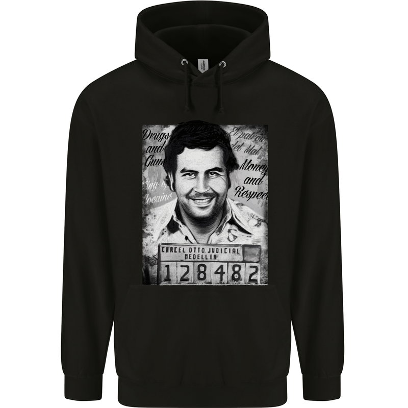 Pablo Escobar Mug Shot Childrens Kids Hoodie Black