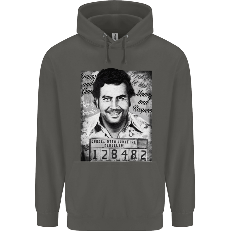Pablo Escobar Mug Shot Childrens Kids Hoodie Storm Grey