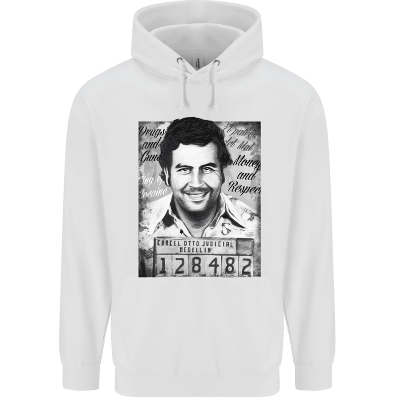 Pablo Escobar Mug Shot Childrens Kids Hoodie White