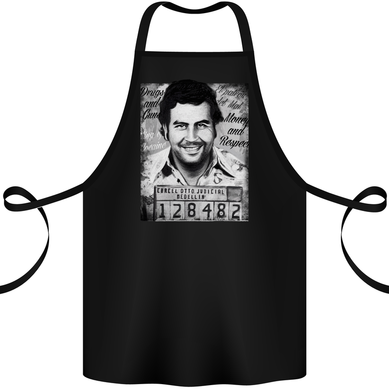 Pablo Escobar Mug Shot Cotton Apron 100% Organic Black