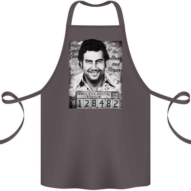 Pablo Escobar Mug Shot Cotton Apron 100% Organic Dark Grey