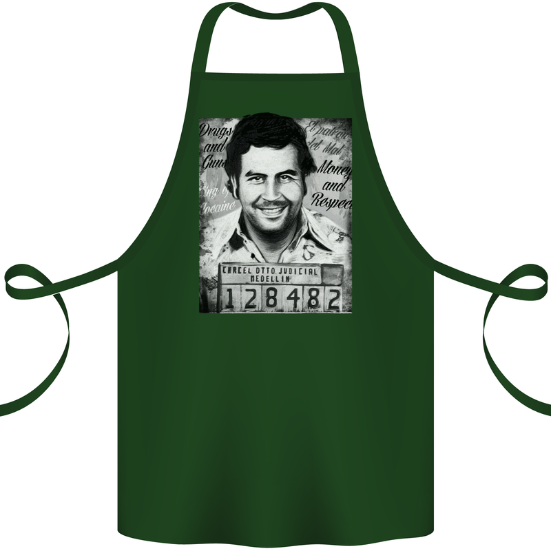 Pablo Escobar Mug Shot Cotton Apron 100% Organic Forest Green