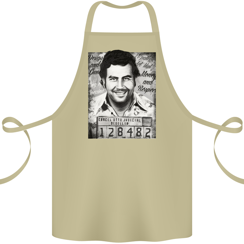 Pablo Escobar Mug Shot Cotton Apron 100% Organic Khaki