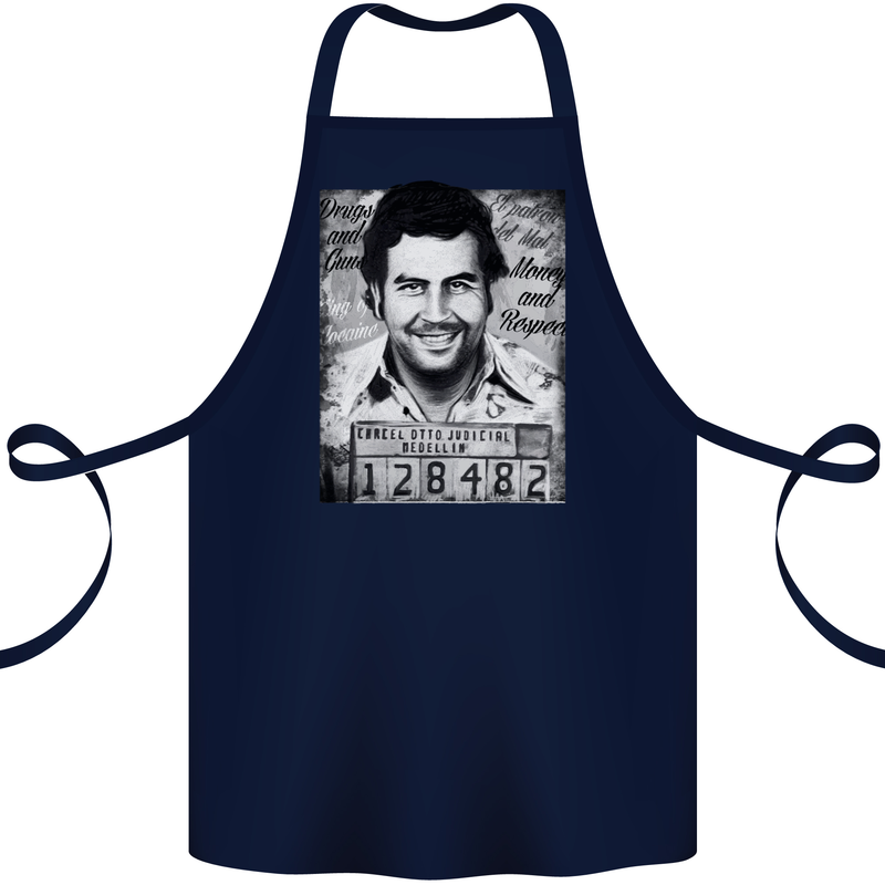Pablo Escobar Mug Shot Cotton Apron 100% Organic Navy Blue