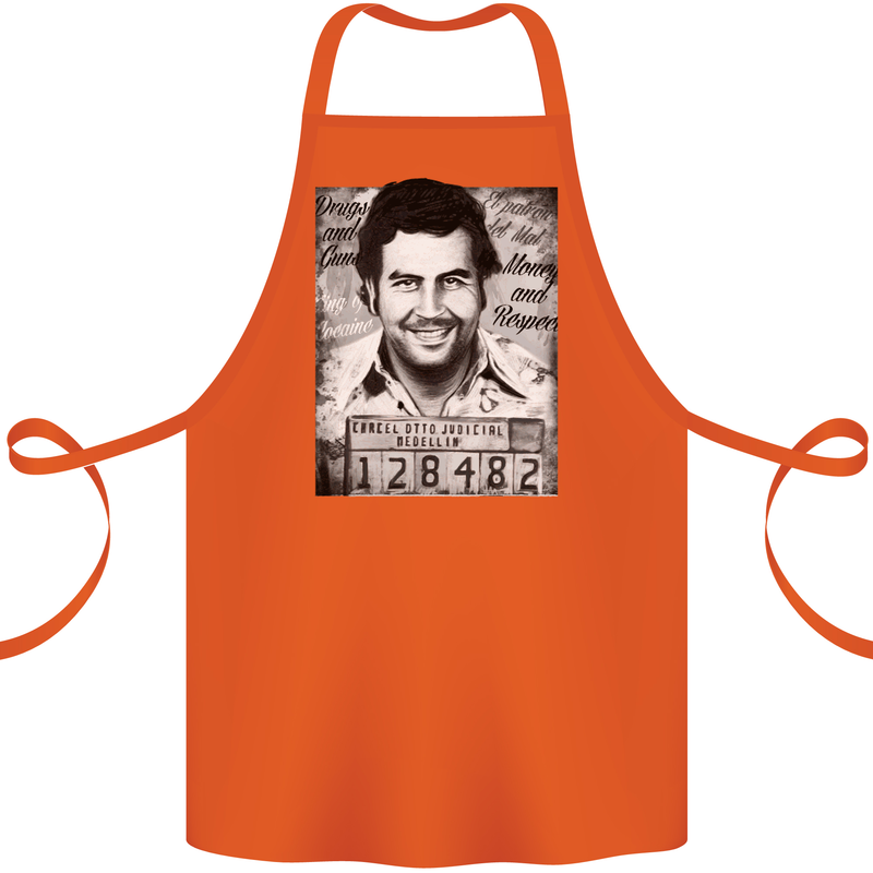 Pablo Escobar Mug Shot Cotton Apron 100% Organic Orange