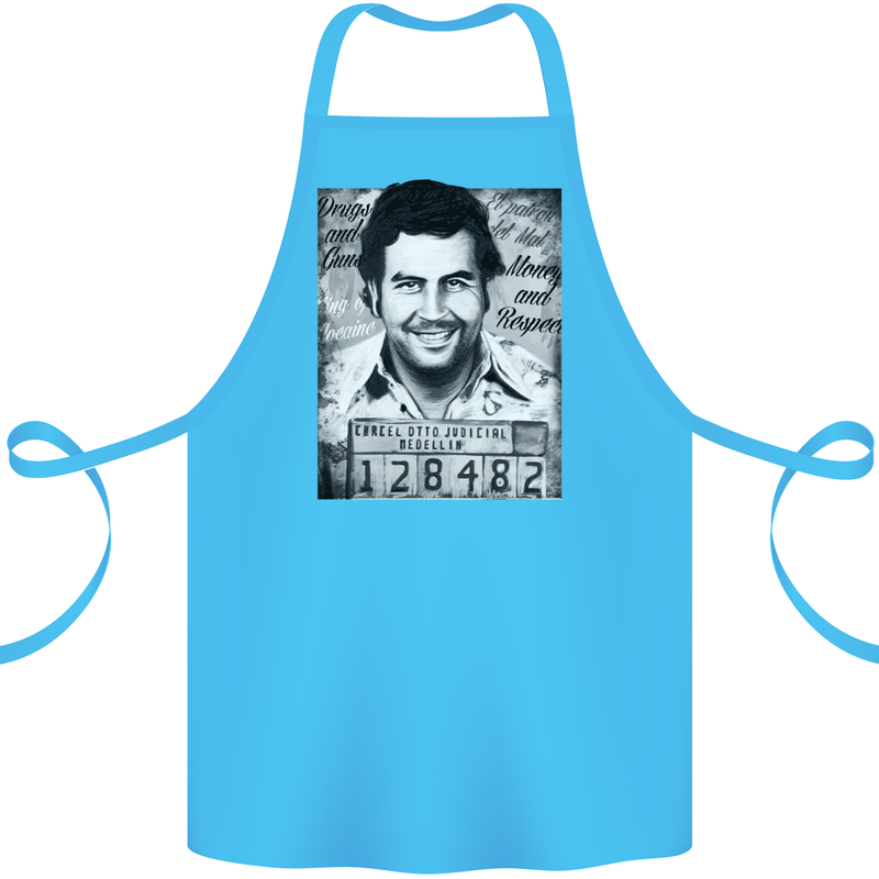 Pablo Escobar Mug Shot Cotton Apron 100% Organic Turquoise