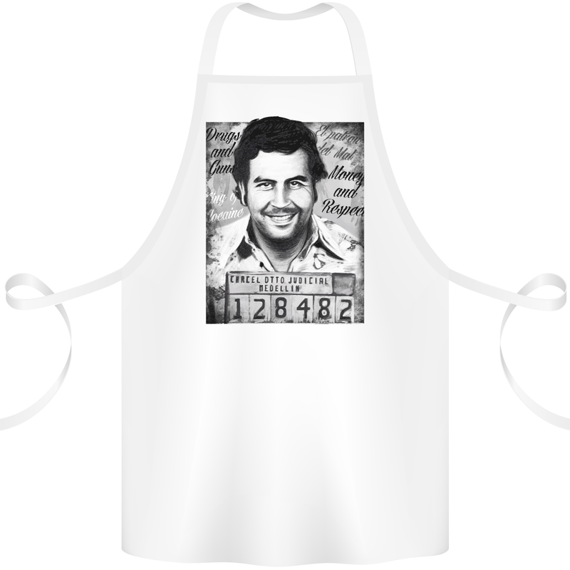 Pablo Escobar Mug Shot Cotton Apron 100% Organic White
