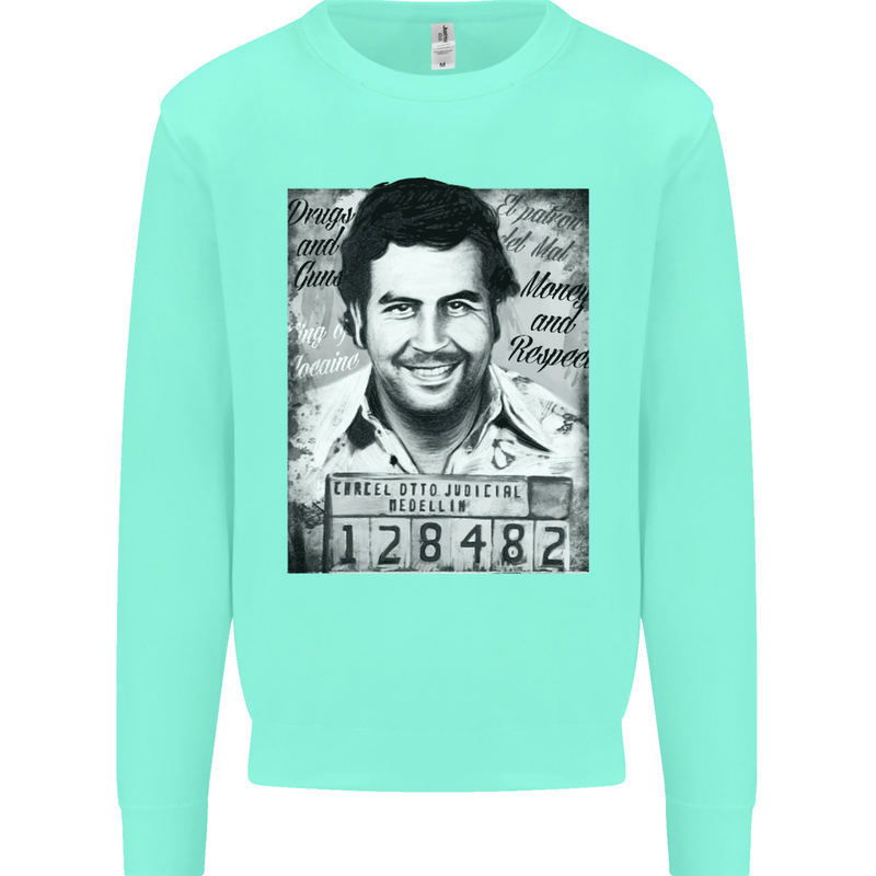 Pablo Escobar Mug Shot Kids Sweatshirt Jumper Peppermint
