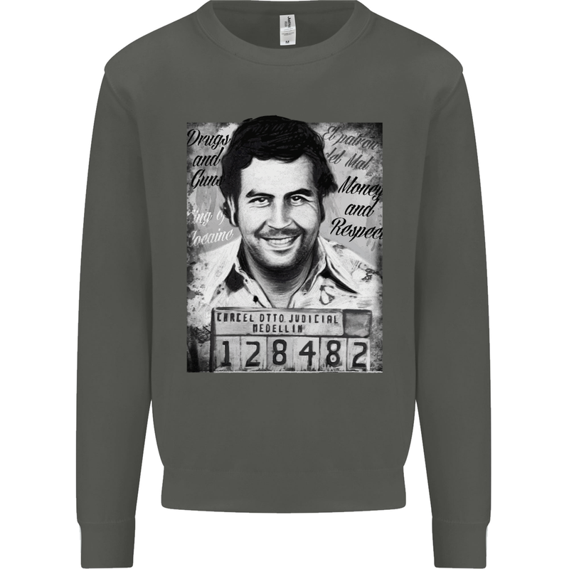 Pablo Escobar Mug Shot Kids Sweatshirt Jumper Storm Grey