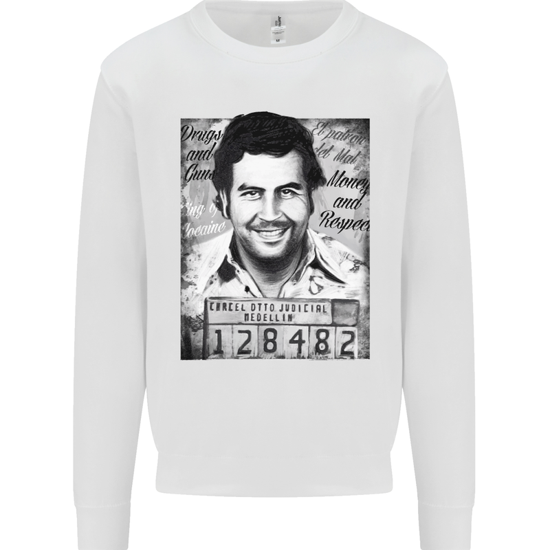 Pablo Escobar Mug Shot Kids Sweatshirt Jumper White