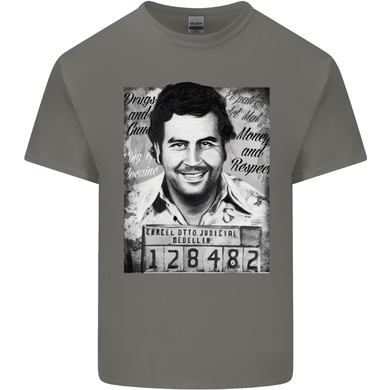 Pablo Escobar Mug Shot Kids T-Shirt Childrens Charcoal