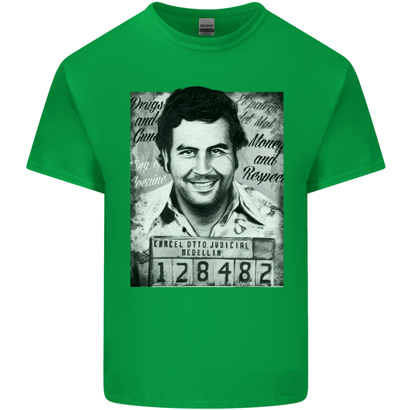 Pablo Escobar Mug Shot Kids T-Shirt Childrens Irish Green