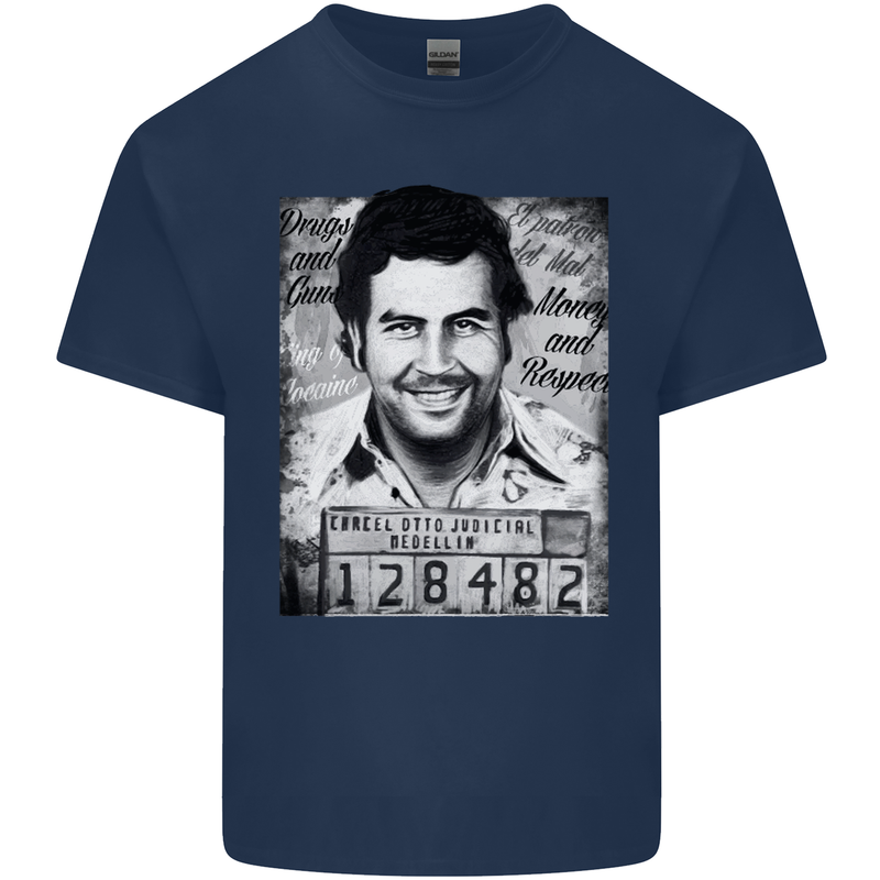 Pablo Escobar Mug Shot Kids T-Shirt Childrens Navy Blue