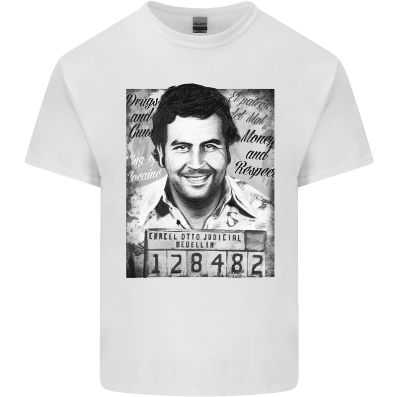 Pablo Escobar Mug Shot Kids T-Shirt Childrens White