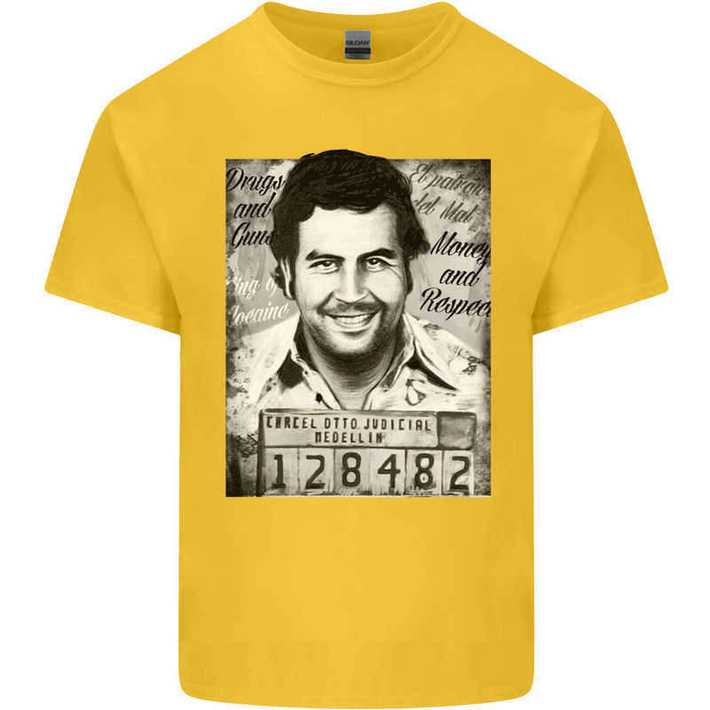Pablo Escobar Mug Shot Kids T-Shirt Childrens Yellow