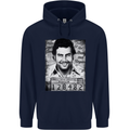 Pablo Escobar Mug Shot Mens 80% Cotton Hoodie Navy Blue
