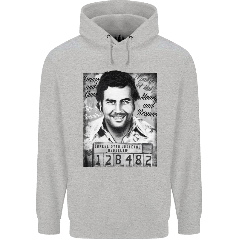Pablo Escobar Mug Shot Mens 80% Cotton Hoodie Sports Grey