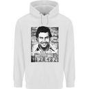 Pablo Escobar Mug Shot Mens 80% Cotton Hoodie White