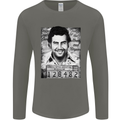 Pablo Escobar Mug Shot Mens Long Sleeve T-Shirt Charcoal