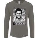 Pablo Escobar Mug Shot Mens Long Sleeve T-Shirt Charcoal