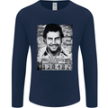 Pablo Escobar Mug Shot Mens Long Sleeve T-Shirt Navy Blue