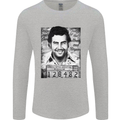Pablo Escobar Mug Shot Mens Long Sleeve T-Shirt Sports Grey