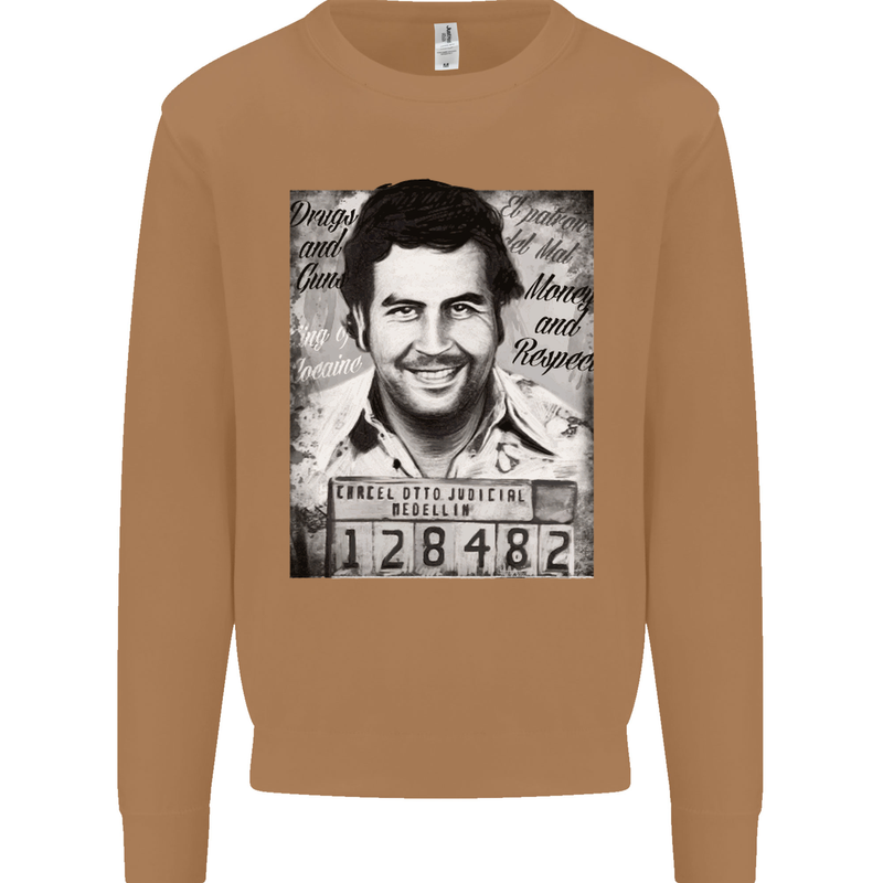 Pablo Escobar Mug Shot Mens Sweatshirt Jumper Caramel Latte