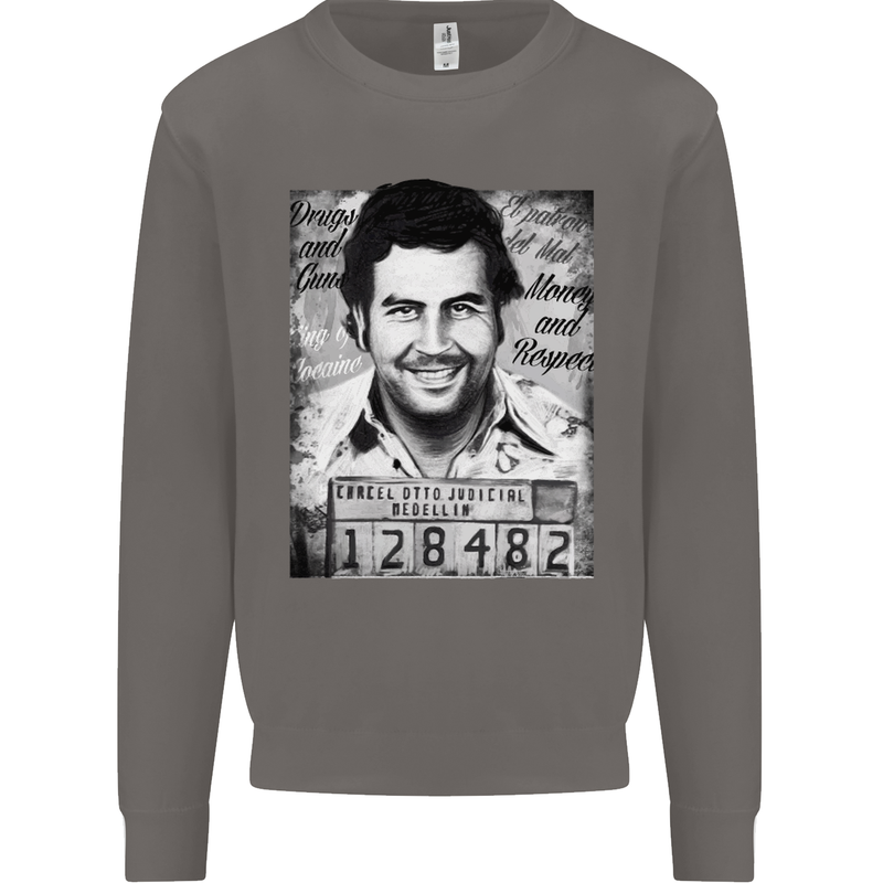 Pablo Escobar Mug Shot Mens Sweatshirt Jumper Charcoal