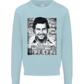 Pablo Escobar Mug Shot Mens Sweatshirt Jumper Light Blue