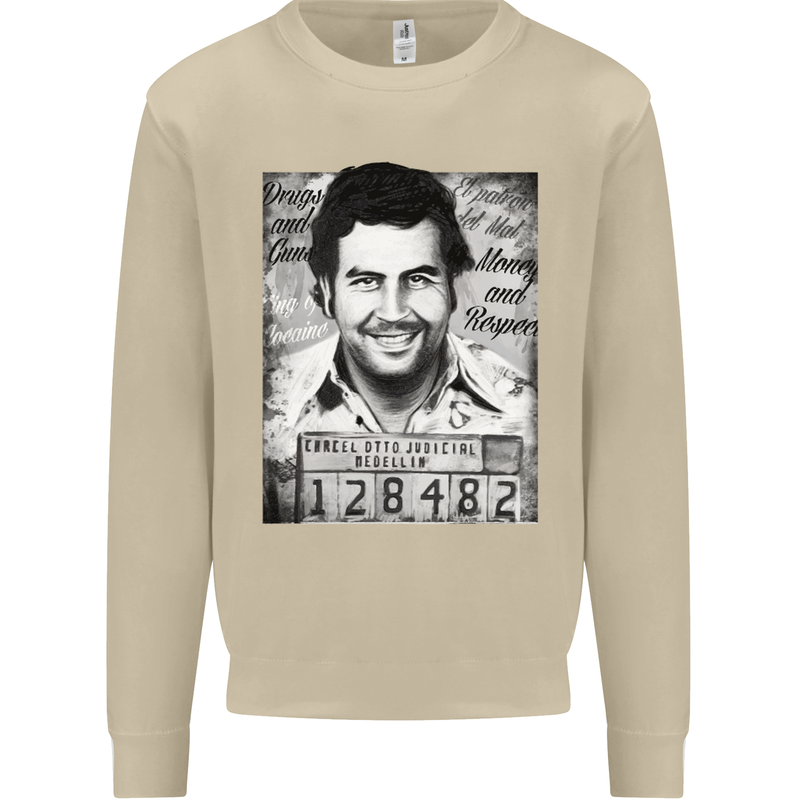 Pablo Escobar Mug Shot Mens Sweatshirt Jumper Sand