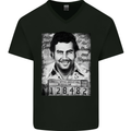 Pablo Escobar Mug Shot Mens V-Neck Cotton T-Shirt Black