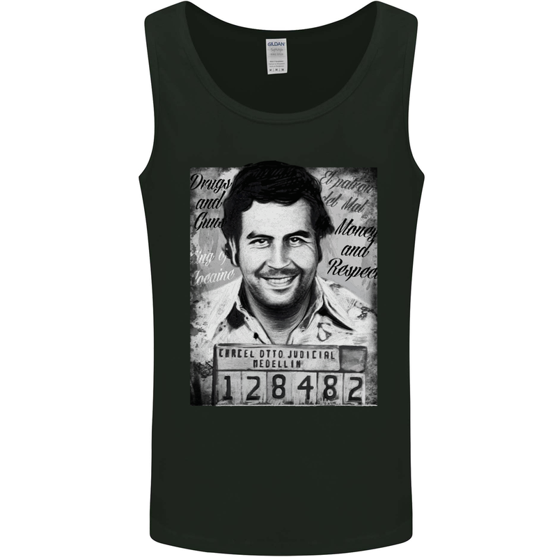 Pablo Escobar Mug Shot Mens Vest Tank Top Black