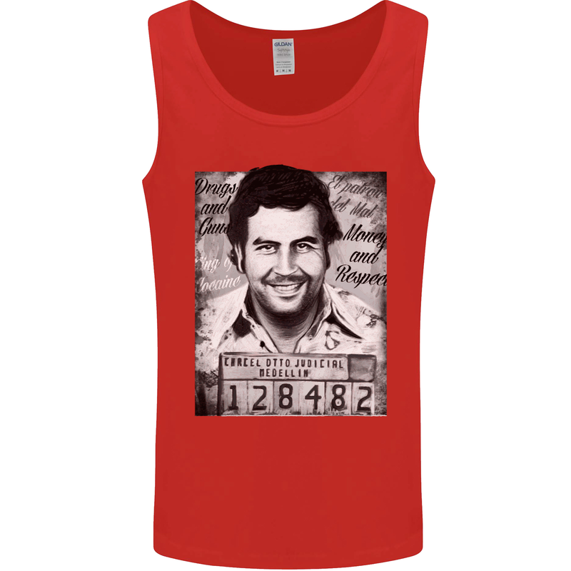 Pablo Escobar Mug Shot Mens Vest Tank Top Red