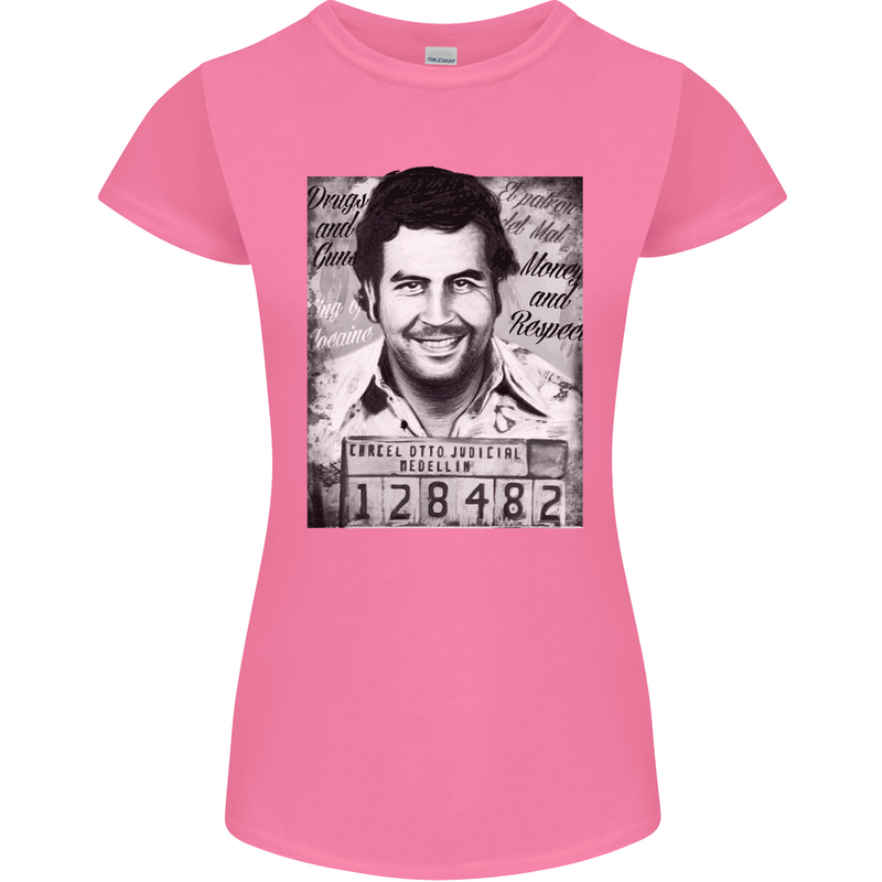 Pablo Escobar Mug Shot Womens Petite Cut T-Shirt Azalea