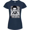 Pablo Escobar Mug Shot Womens Petite Cut T-Shirt Navy Blue