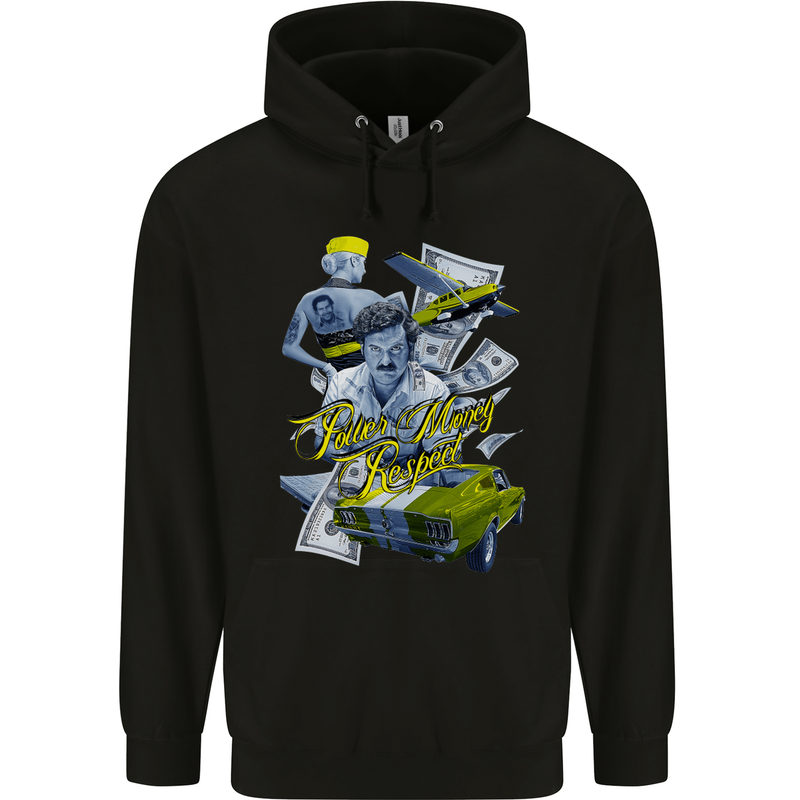 Pablo Escobar Power Money Respect Mens 80% Cotton Hoodie Black