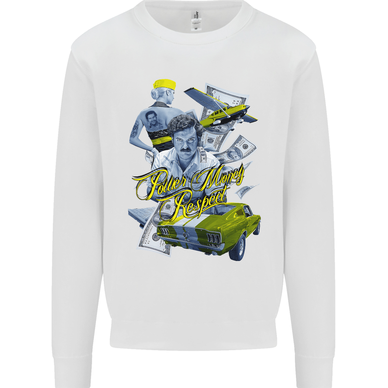 Pablo Escobar Power Money Respect Mens Sweatshirt Jumper White