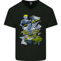 Pablo Escobar Power Money Respect Mens V-Neck Cotton T-Shirt Black