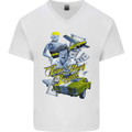 Pablo Escobar Power Money Respect Mens V-Neck Cotton T-Shirt White