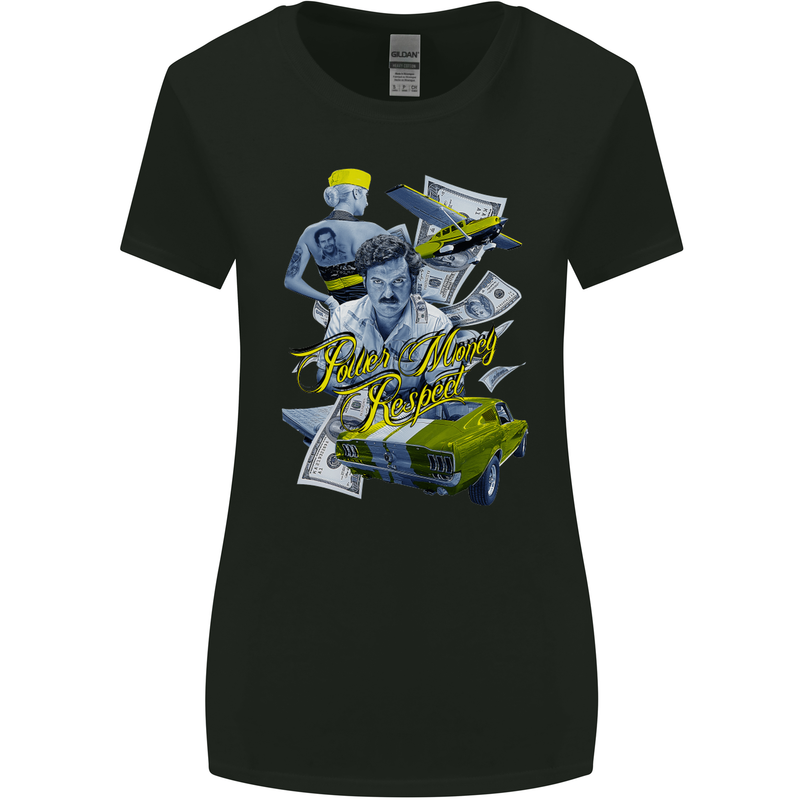 Pablo Escobar Power Money Respect Womens Wider Cut T-Shirt Black